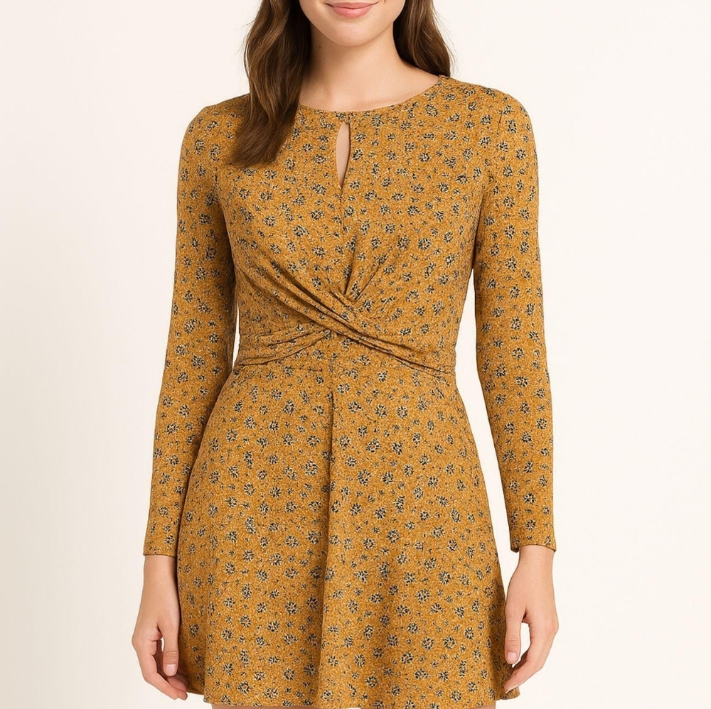 Lily Rose Mustard Floral Long Sleeve Dress